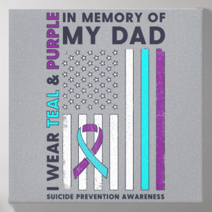 Wear Teal Purple In Memory Of Dad Prevention Canvas Photo Tile