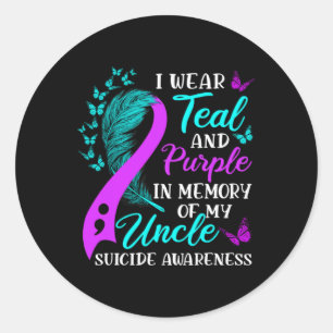 Wear Teal Purple In Memory Of My Uncle Suicide Awa Classic Round Sticker