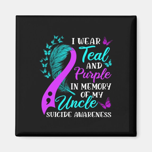 Wear Teal Purple In Memory Of My Uncle Suicide Awa Magnet (Front)