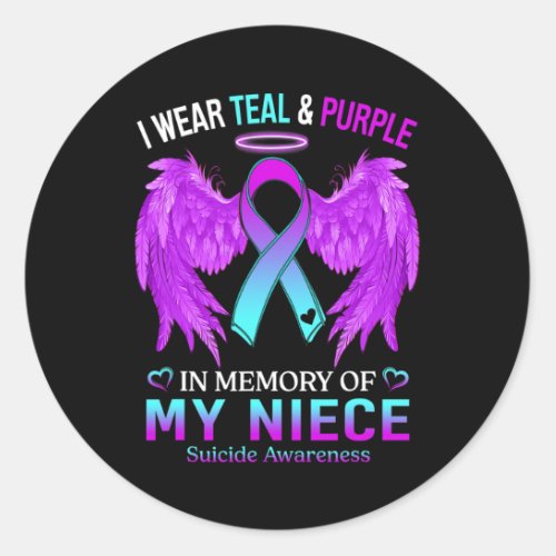 Wear Teal Purple In Memory Of Niece Suicide Awaren Classic Round Sticker