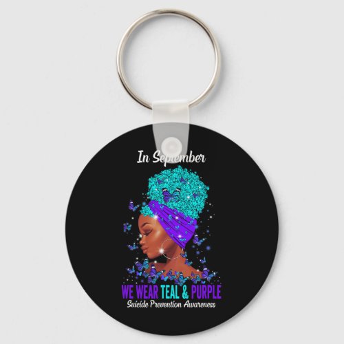 Wear Teal Purple Suicide Prevention Awareness Afro Keychain