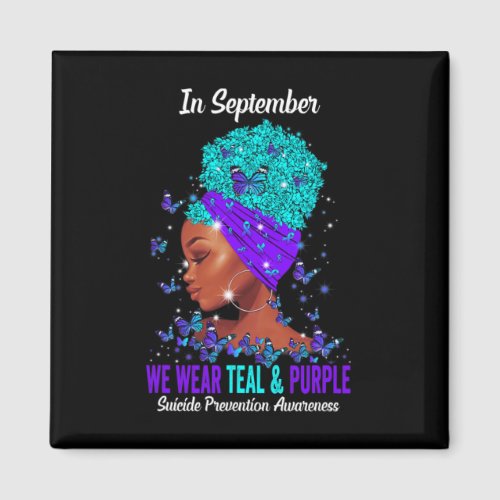 Wear Teal Purple Suicide Prevention Awareness Afro Magnet