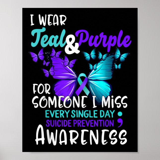Wear Teal Purple Suicide Prevention Awareness Some Poster (Front)