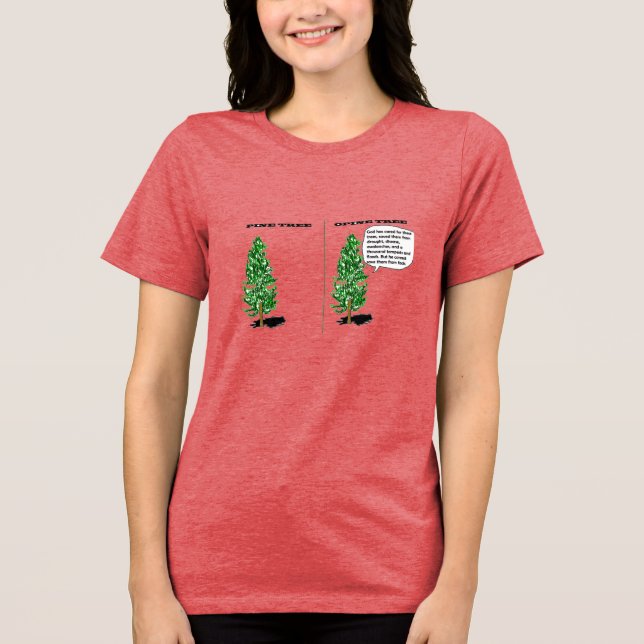 Wear the Forest Feud: Pine Tree vs. Opine Tree Tri-Blend Shirt (Front)
