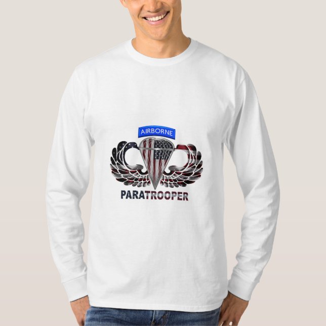 Wear This American Airborne Paratrooper Flag T-Shirt (Front)