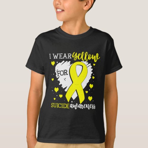 Wear Yellow For Suicide Awareness Ribbon Graphic  T_Shirt