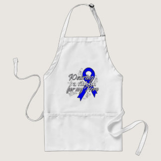 Wearing a Blue Awareness Ribbon for My Hero Adult Apron