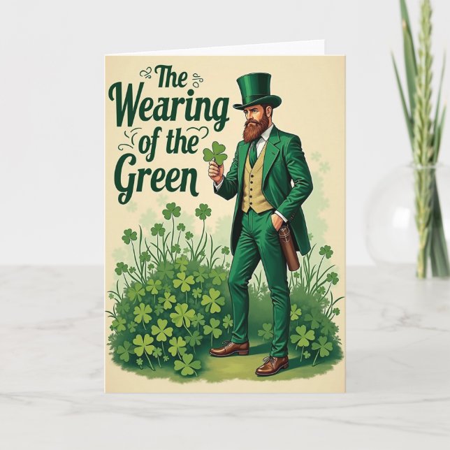 Wearing Green Lucky St Patricks Card (Front)