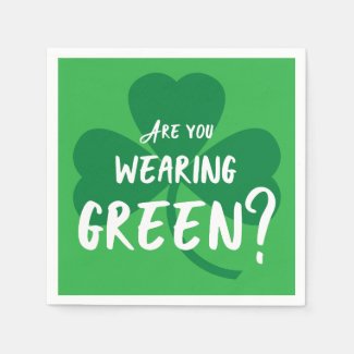 Wearing Green? Shamrock St. Patrick's Day Party Paper Napkin