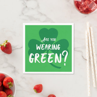 Wearing Green? Shamrock St. Patrick's Day Party Paper Napkins