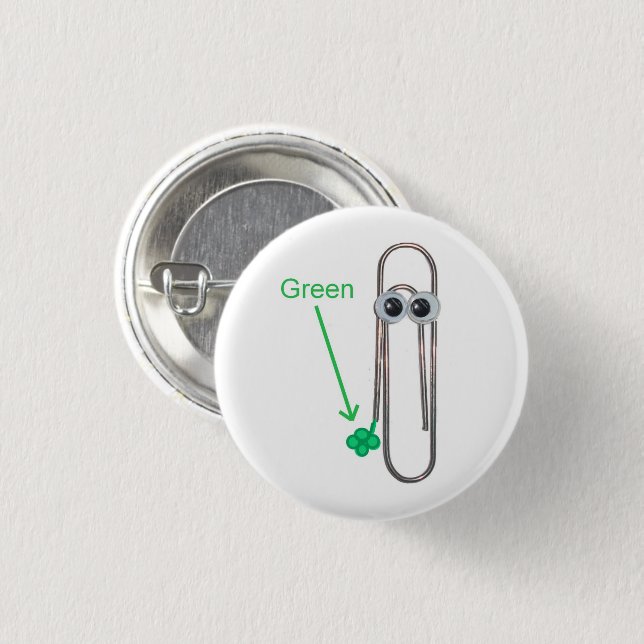  Wearing Green St. Patrick's Day Funny Paperclip  Button (Front & Back)