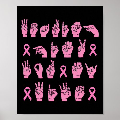 Wearing Pink For My Wife Sign Language Breast Canc