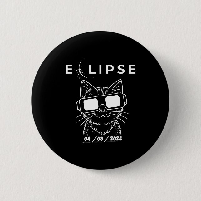 Wearing Solar Eclipse Cat Glasses Cat Button (Front)