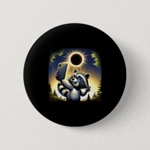 Wearing Solar Eclipse Racoon April 8 Button