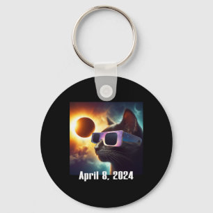 Wearing Solar Glasses Eclipse Colorful Pop Culture Keychain