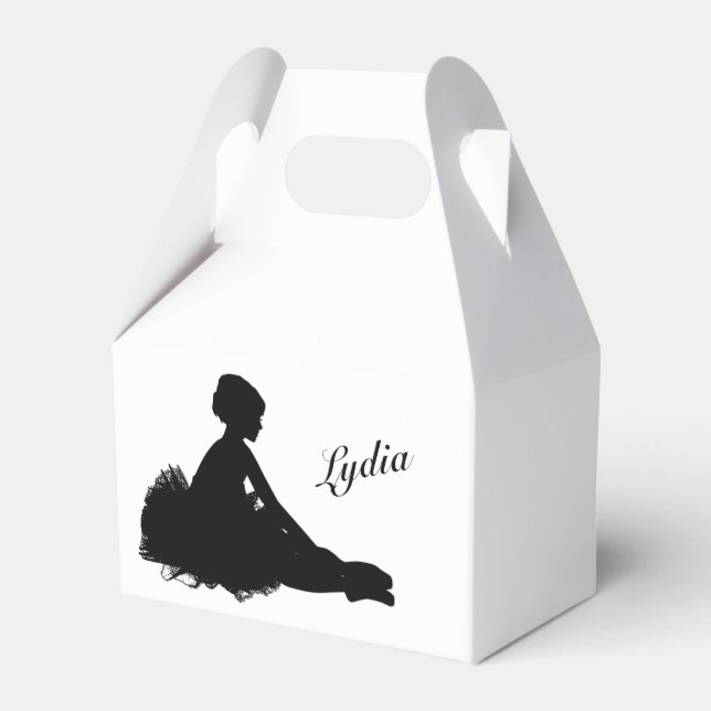 Weary Ballerina Personalized w Name Favor Boxes (Front Side)