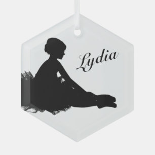 Weary Ballerina Personalized w Name Glass Ornament