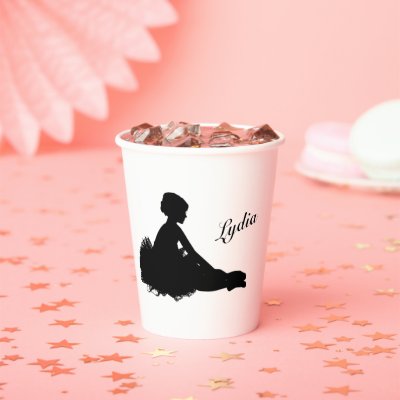 Weary Ballerina Personalized w Name Paper Cups