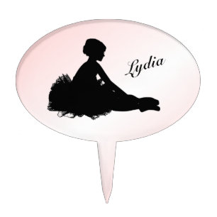 Weary Ballerina Personalized w Name Pink Cake Topper