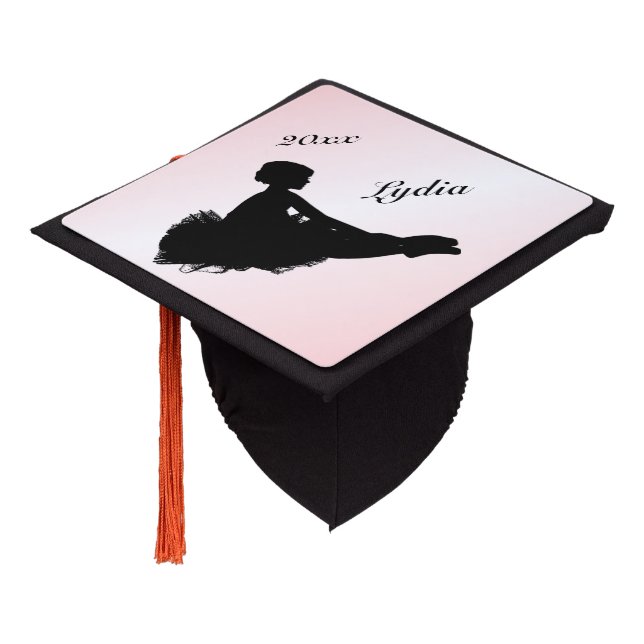 Weary Ballerina Personalized w Name Pink Graduation Cap Topper (Angled)