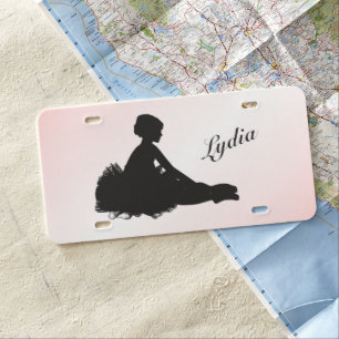 Weary Ballerina Personalized w Name Pink License Plate
