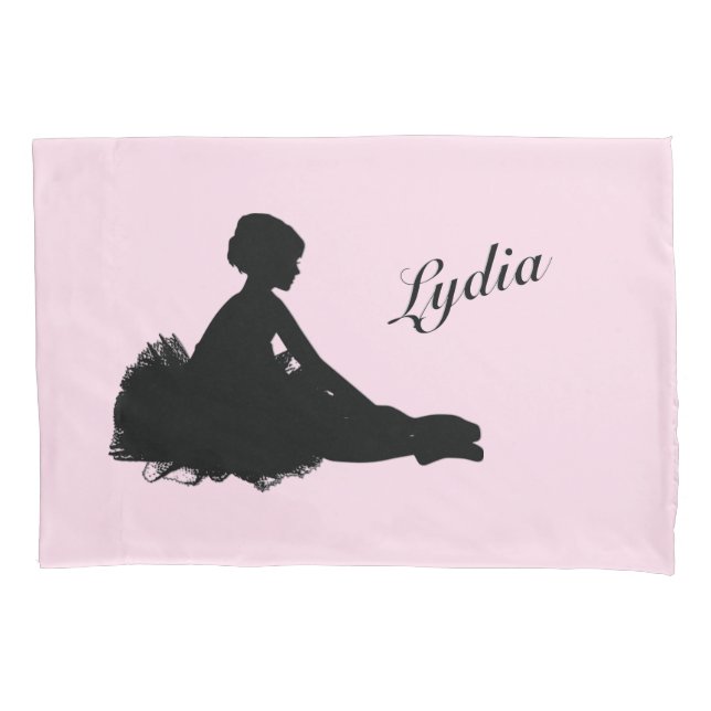 Weary Ballerina Personalized w Name Pink Pillow Case (Front)