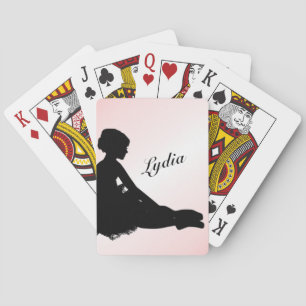 Weary Ballerina Personalized w Name Pink Poker Cards