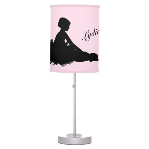 Weary Ballerina Personalized w Name Pink Table Lamp