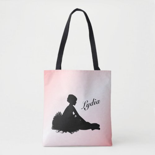 Weary Ballerina Personalized w Name Pink Tote Bag