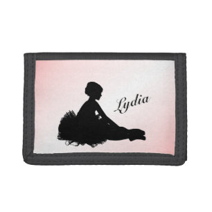 Weary Ballerina Personalized w Name Pink Trifold Wallet
