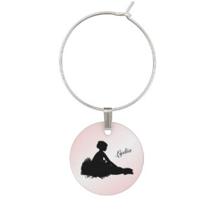 Weary Ballerina Personalized w Name Pink Wine Charm