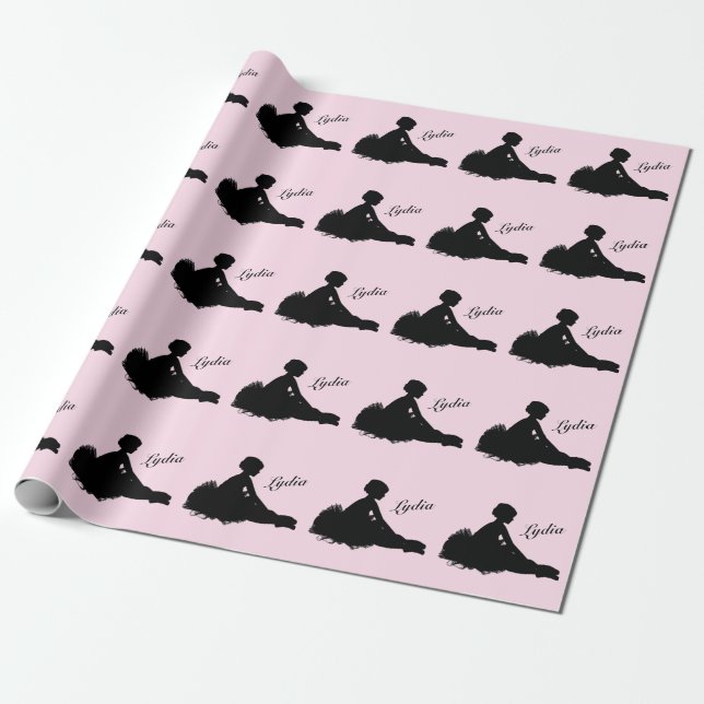 Weary Ballerina Personalized w Name Pink Wrapping Paper (Unrolled)