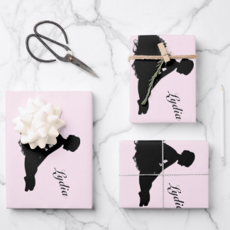 Weary Ballerina Personalized w Name Pink Wrapping Paper Sheets