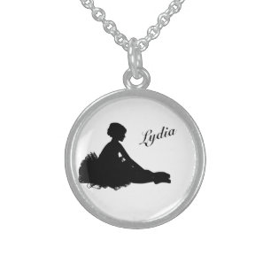 Weary Ballerina Personalized w Name Sterling Silver Necklace