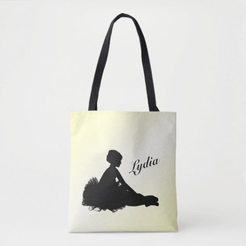 Weary Ballerina Personalized w Name Yellow Tote Bag