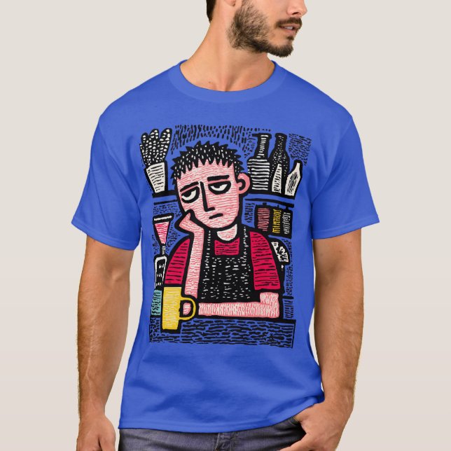 Weary Barista at Dusk friend T-Shirt (Front)