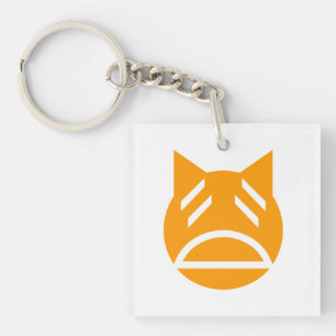 Weary Emoji Cat Keychain
