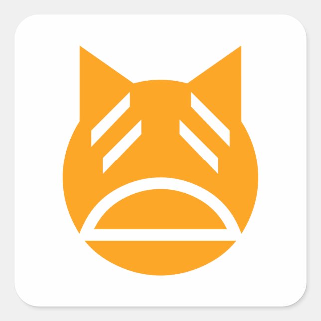 Weary Emoji Cat Square Sticker (Front)