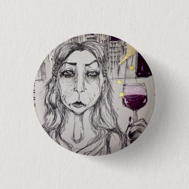 Weary Evening-Party Goer Button (Front)