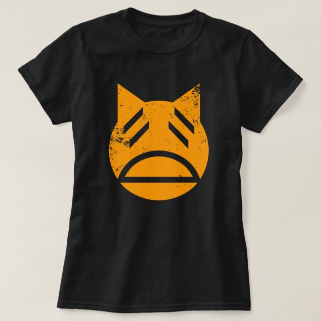 Weary Grunge Cat Emoji T-Shirt (Design Front)
