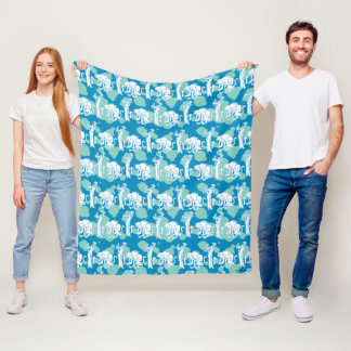 Weasel & Baboon Blue Character Pattern Fleece Blanket