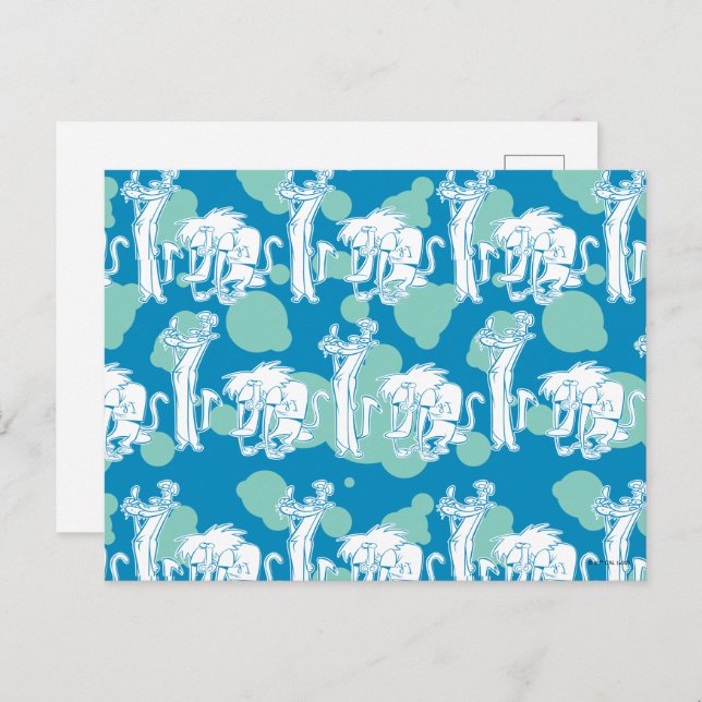 Weasel & Baboon Blue Character Pattern Postcard (Front/Back)