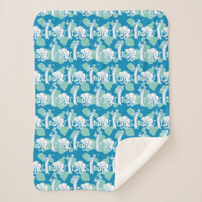 Weasel & Baboon Blue Character Pattern Sherpa Blanket (Front)