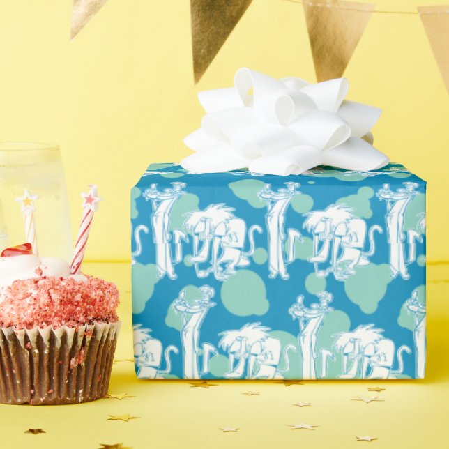 Weasel & Baboon Blue Character Pattern Wrapping Paper (Birthday Party)