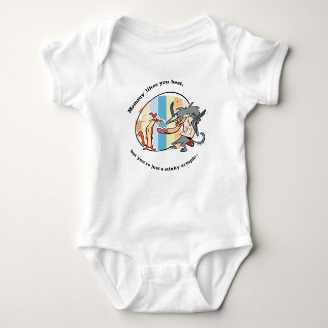 Weasel & Baboon "Mommy Likes You Best" Baby Bodysuit (Front)