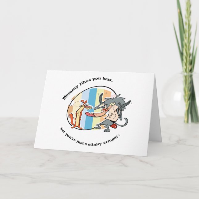 Weasel & Baboon "Mommy Likes You Best" Card (Front)