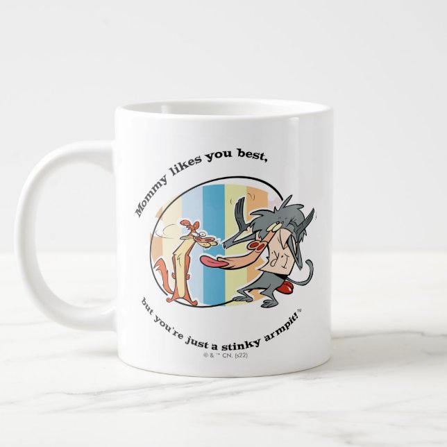 Weasel & Baboon "Mommy Likes You Best" Giant Coffee Mug (Left)