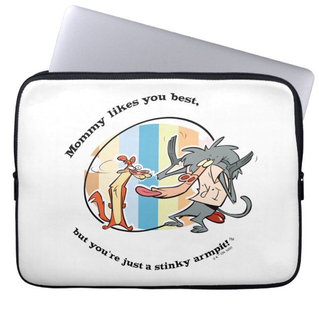 Weasel & Baboon "Mommy Likes You Best" Laptop Sleeve (Front)