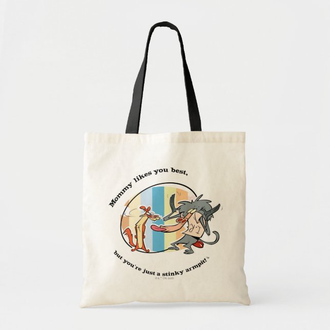 Weasel & Baboon "Mommy Likes You Best" Tote Bag (Front)