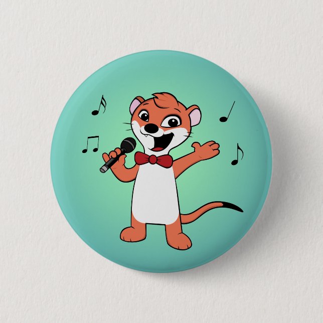 weasel cartoon button (Front)